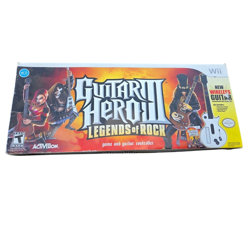 Guitar Hero 3 Legends of Rock Bundle Wireless Guitar (Nintendo Wii 2006) Tested